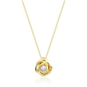 14k Beauty Beast Belle Enchanted Rose Necklace